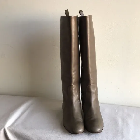Céline Paris sz 39.5 riding boots olive green leather Magnificent made in Italy