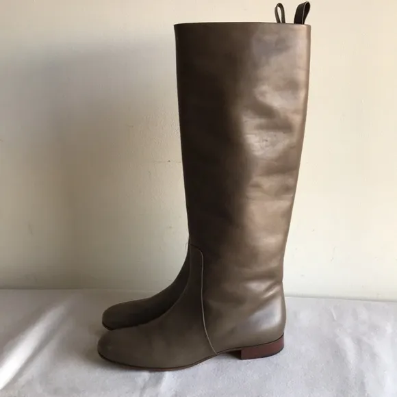 Céline Paris sz 39.5 riding boots olive green leather Magnificent made in Italy
