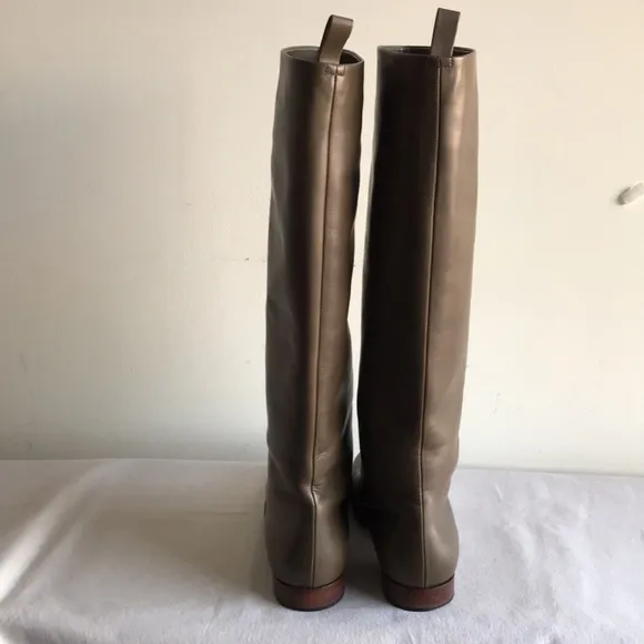 Céline Paris sz 39.5 riding boots olive green leather Magnificent made in Italy