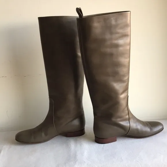 Céline Paris sz 39.5 riding boots olive green leather Magnificent made in Italy