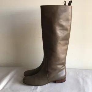 Céline Paris sz 39.5 riding boots olive green leather Magnificent made in Italy