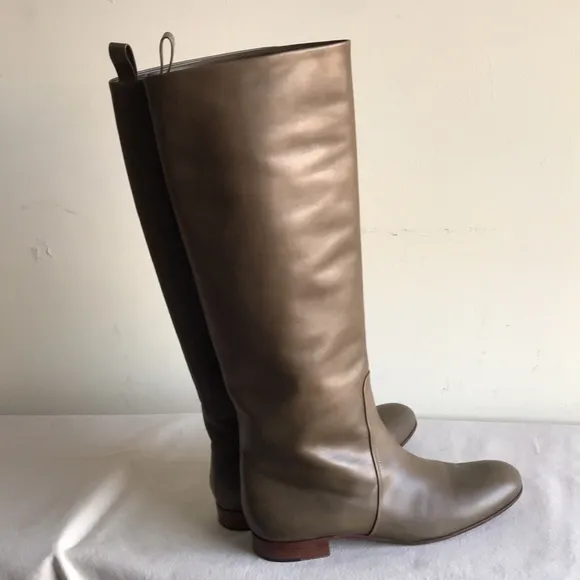 Céline Paris sz 39.5 riding boots olive green leather Magnificent made in Italy