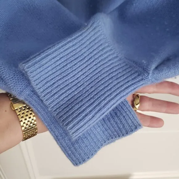 CLUB MONACO Cashmere Soft Pastel Blue Blouson Sleeve Boxy Fit Sweater M/L Easter