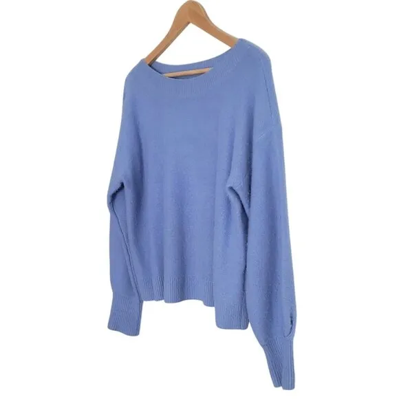 CLUB MONACO Cashmere Soft Pastel Blue Blouson Sleeve Boxy Fit Sweater M/L Easter