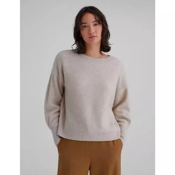 CLUB MONACO Cashmere Soft Pastel Blue Blouson Sleeve Boxy Fit Sweater M/L Easter