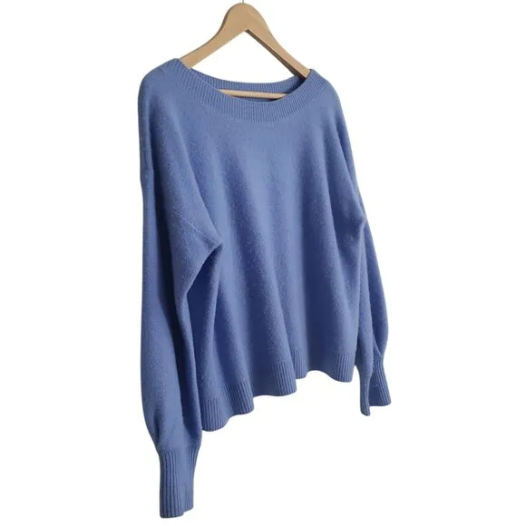 CLUB MONACO Cashmere Soft Pastel Blue Blouson Sleeve Boxy Fit Sweater M/L Easter