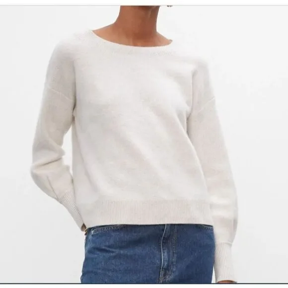 CLUB MONACO Cashmere Soft Pastel Blue Blouson Sleeve Boxy Fit Sweater M/L Easter