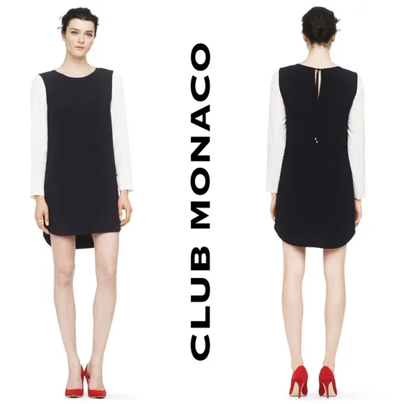 Club Monaco Contrast Sheath Dress Black Nude