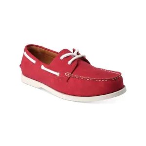 CLUBROOM Mens Red Comfort Elliot Round Toe Lace-Up Boat Shoes 9 M