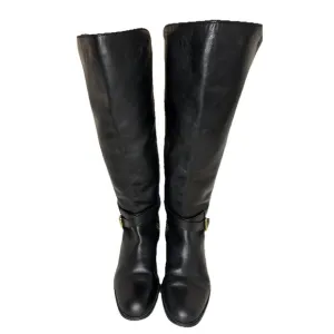 COACH Black Leather Knee High Boots with buckle sz 10 See Picture Of Soles