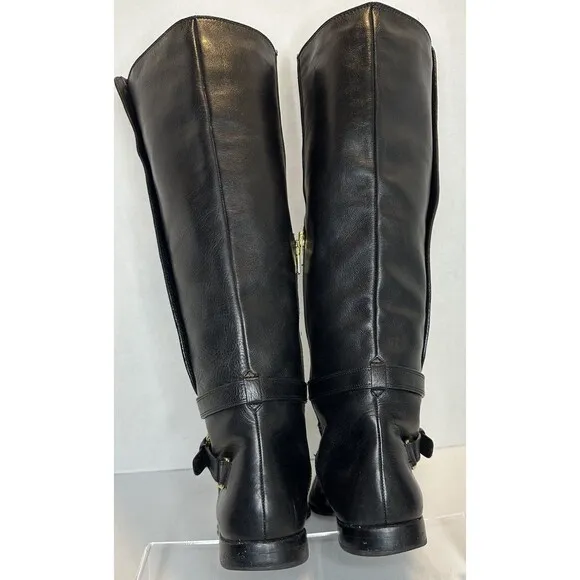 COACH Black Leather Knee High Boots with buckle sz 10 See Picture Of Soles