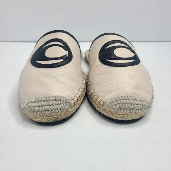 Coach‎ Channing Chalk Espadrille Leather Mule Flat Slip-on Shoes Size 8.5