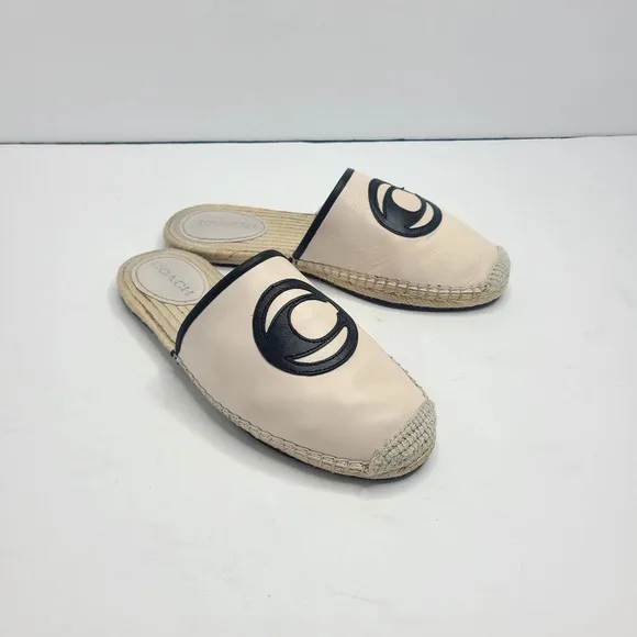 Coach‎ Channing Chalk Espadrille Leather Mule Flat Slip-on Shoes Size 8.5