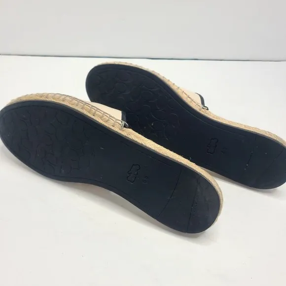 Coach‎ Channing Chalk Espadrille Leather Mule Flat Slip-on Shoes Size 8.5