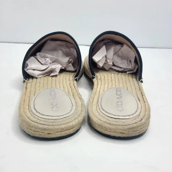 Coach‎ Channing Chalk Espadrille Leather Mule Flat Slip-on Shoes Size 8.5