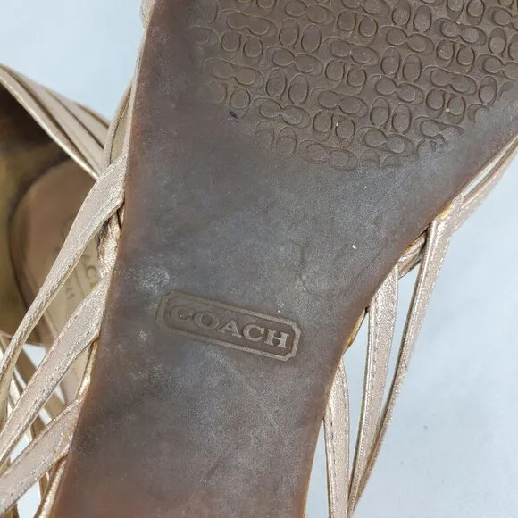 Coach Women's Lottie Rose Gold Metallic Woven Shoes Flats Slip On size 8
