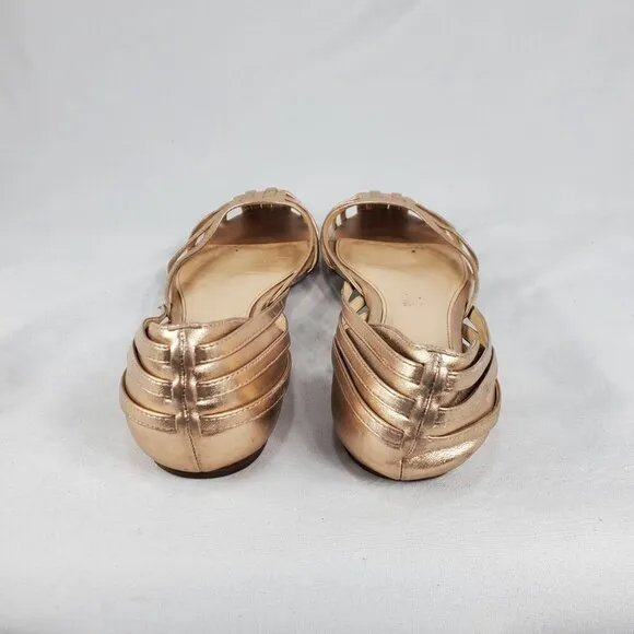 Coach Women's Lottie Rose Gold Metallic Woven Shoes Flats Slip On size 8