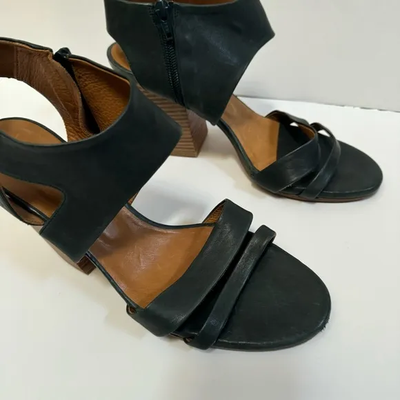 Coclico Cersei Open Toe Blue Leather Block Heel Sandal shoe ankle strap EU40 US9