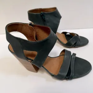 Coclico Cersei Open Toe Blue Leather Block Heel Sandal shoe ankle strap EU40 US9