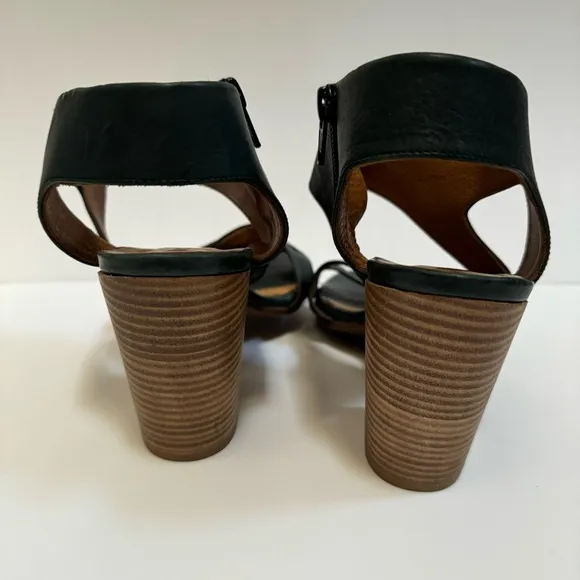 Coclico Cersei Open Toe Blue Leather Block Heel Sandal shoe ankle strap EU40 US9