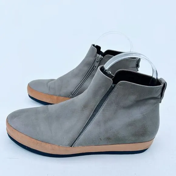 Coclico Women’s Gray Grey Leather Ankle Boots Booties Flat 37 Size 7