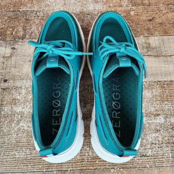 Cole Haan 4.Zerogrand Regatta Men's Size 9 M Teal Green Casual Boat Shoes C35977
