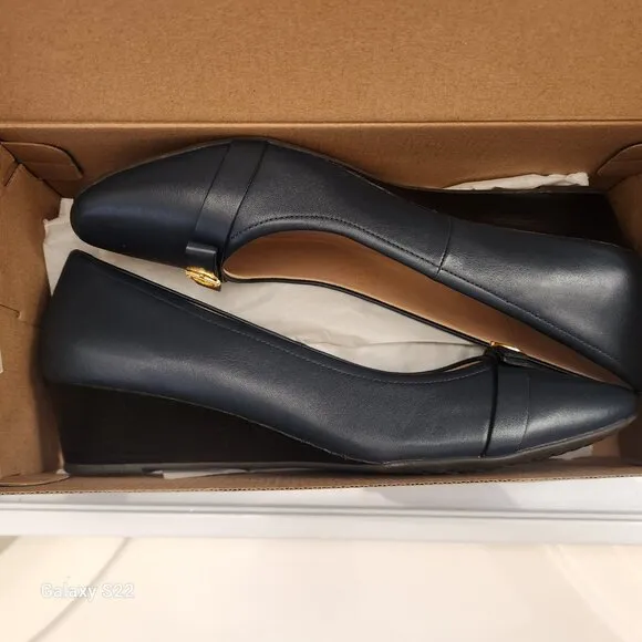 Cole Haan &quot;Malta&quot; Navy Blue Leather wedges. NIB. Size 11
