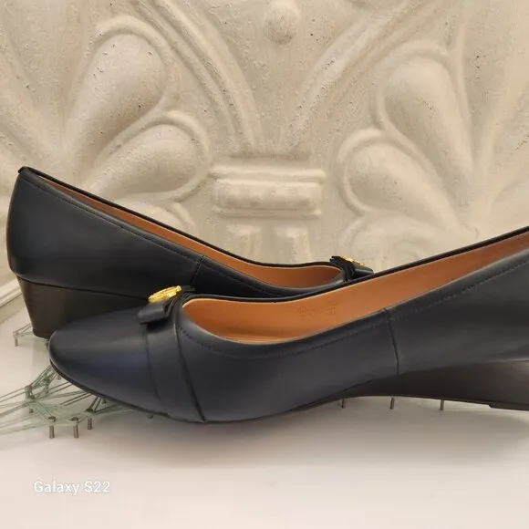 Cole Haan &quot;Malta&quot; Navy Blue Leather wedges. NIB. Size 11