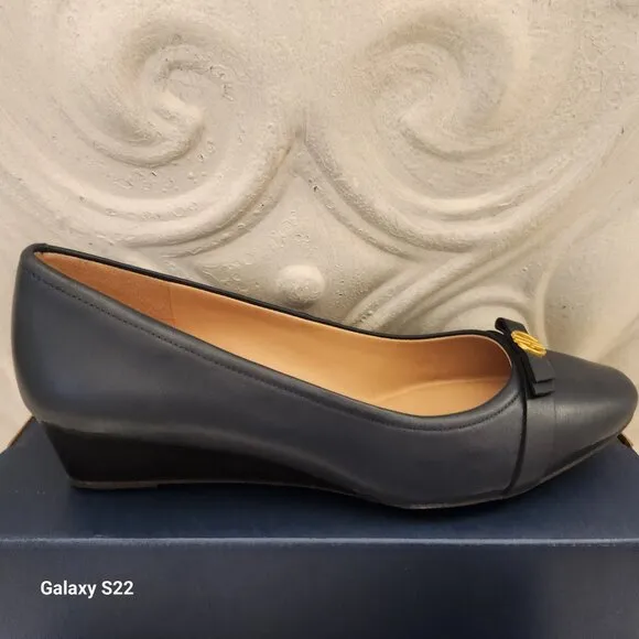 Cole Haan &quot;Malta&quot; Navy Blue Leather wedges. NIB. Size 11