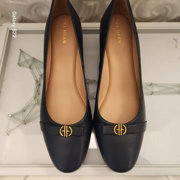 Cole Haan &quot;Malta&quot; Navy Blue Leather wedges. NIB. Size 11