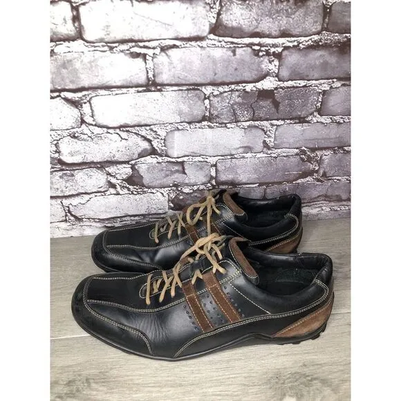 Cole Haan Black Leather Bicycle Toe Brown Suede Oxfords Shoes Men Sz 13M US/46EU