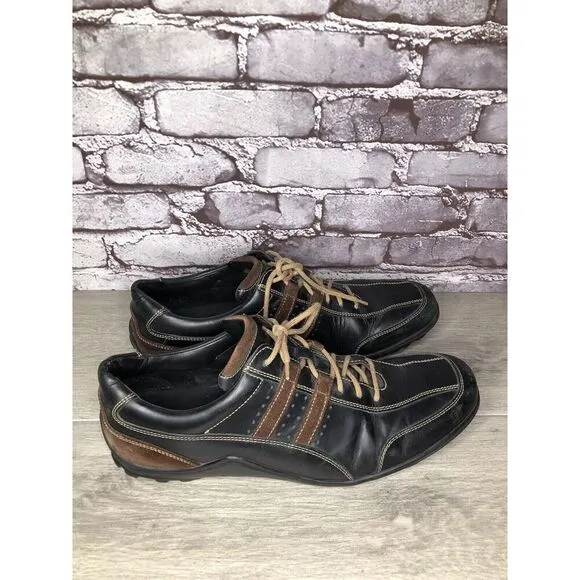 Cole Haan Black Leather Bicycle Toe Brown Suede Oxfords Shoes Men Sz 13M US/46EU