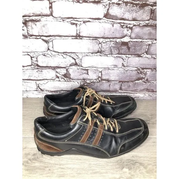 Cole Haan Black Leather Bicycle Toe Brown Suede Oxfords Shoes Men Sz 13M US/46EU