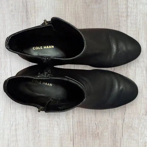 COLE HAAN Black Leather Rene Bootie Chelsea Boot Shoes W19172 Size 9