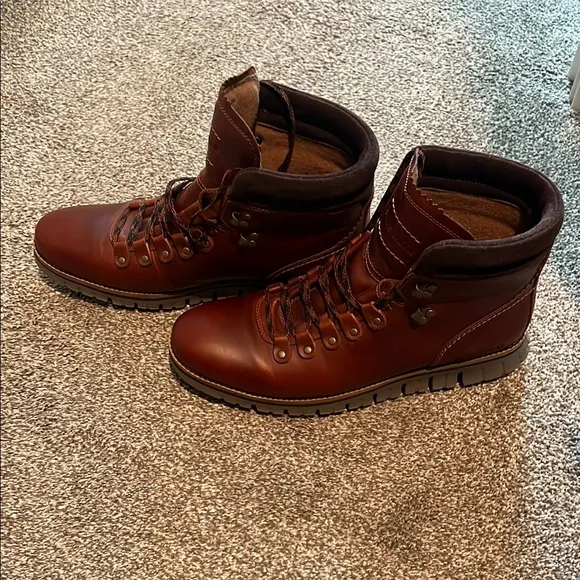 Cole Haan Brown Leather Lace-Up Boots