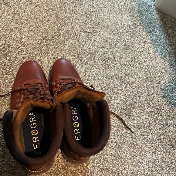 Cole Haan Brown Leather Lace-Up Boots