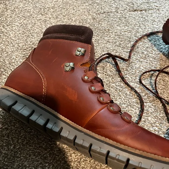 Cole Haan Brown Leather Lace-Up Boots