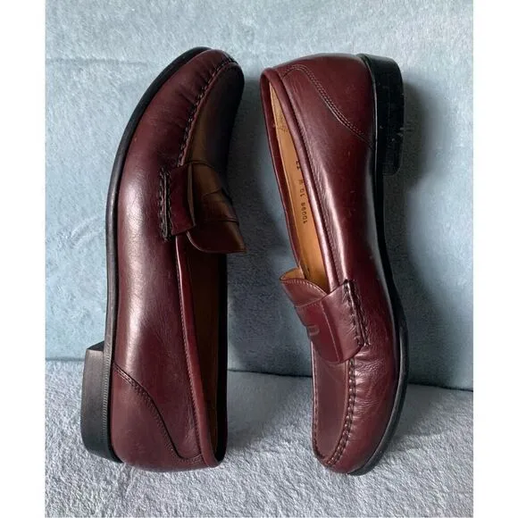 Cole Haan Brown Leather Penny Loafers CLASSIC Dress Shoes Mens 10 WIDE