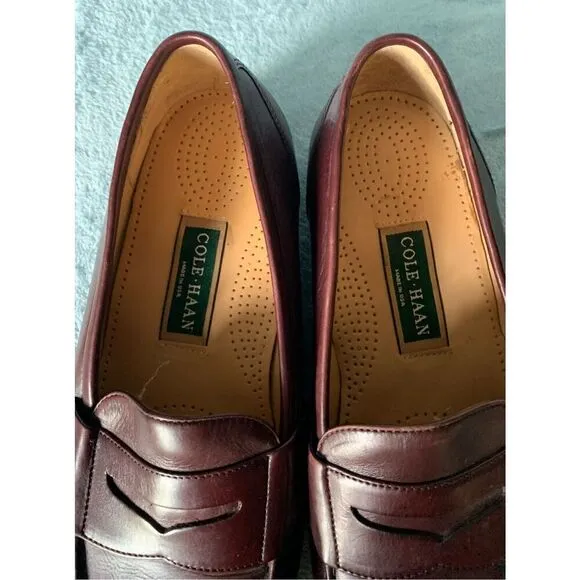 Cole Haan Brown Leather Penny Loafers CLASSIC Dress Shoes Mens 10 WIDE