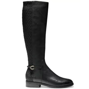 Cole Haan Isabell Stretch Knee High Black Leather Riding Boots Size 6 Women's
