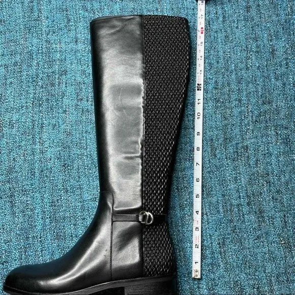Cole Haan Isabell Stretch Knee High Black Leather Riding Boots Size 6 Women's