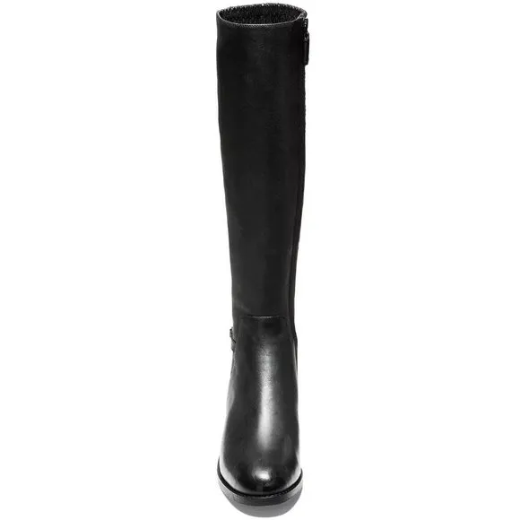 Cole Haan Isabell Stretch Knee High Black Leather Riding Boots Size 6 Women's