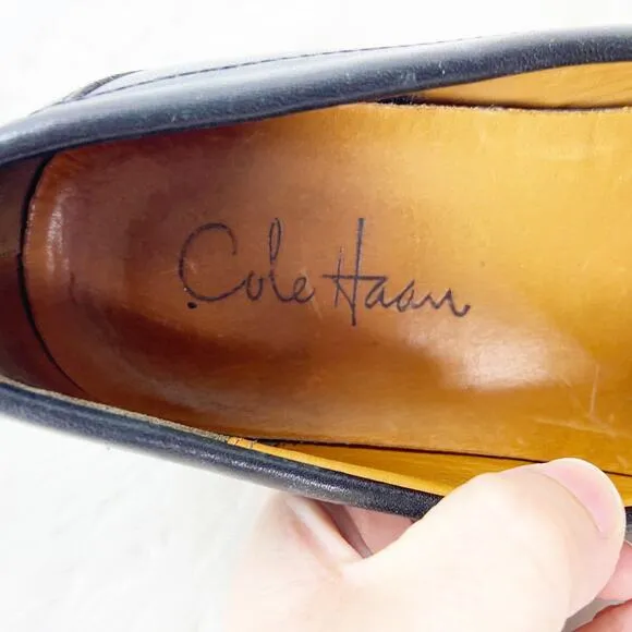 Cole Hann 8 M Mens Black Leather Slip-on Dress Shoes