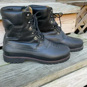 Colorado Leather and Rubber Work Boots Black Lace Up Padded Collar SZ 10 Vintage