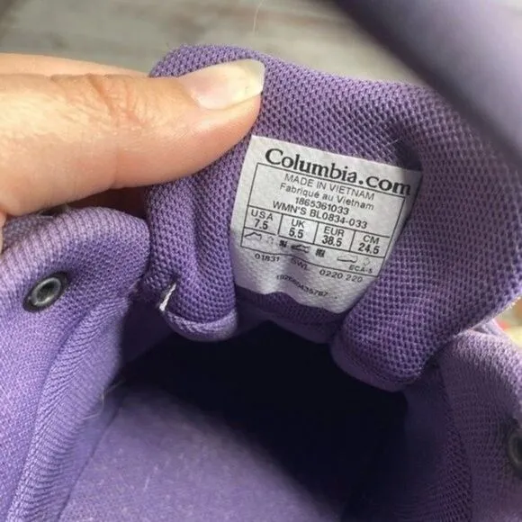 Columbia Grey &amp; Purple Low Top Hiking outdoor shoes 7.5
