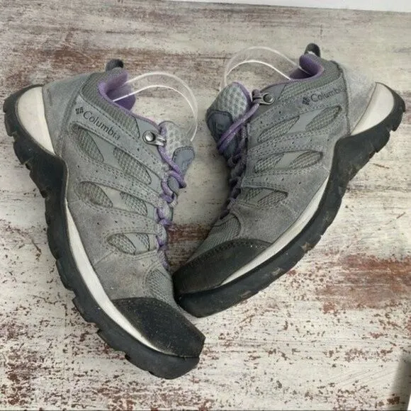 Columbia Grey &amp; Purple Low Top Hiking outdoor shoes 7.5