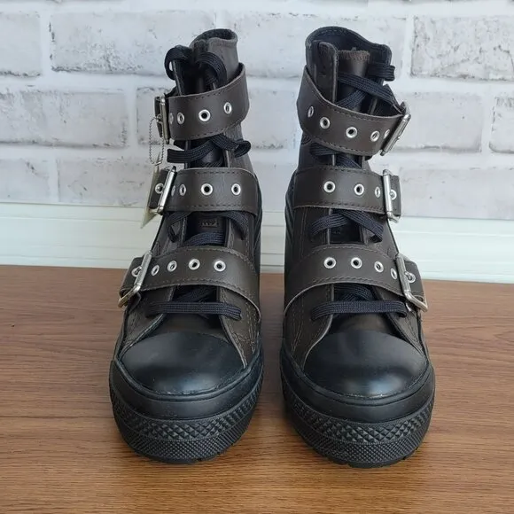 ⭐Converse Chuck 70 De Luxe Heel Leather &amp; Buckles 10.5 Women Boots Brown A12209C