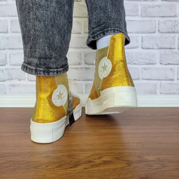 ❤️❤️❤️Converse Chuck 70 Plus Glitter Galore 8.5 Women Shoes Gold Premium A08176C