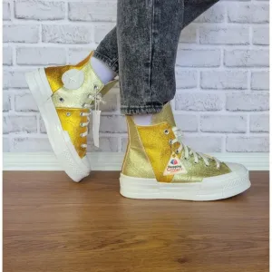 ❤️❤️❤️Converse Chuck 70 Plus Glitter Galore 8.5 Women Shoes Gold Premium A08176C