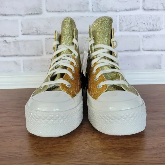 ❤️❤️Converse Chuck 70 Plus Glitter Hi Sneakers Sz 6 Men's Shoes Gold A08176C New